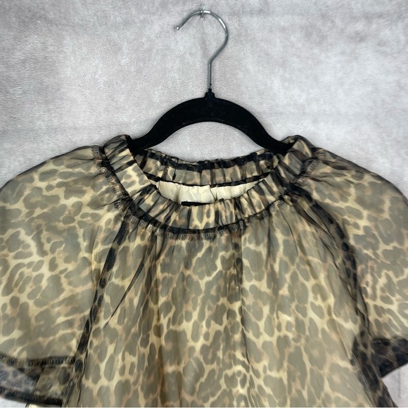 Sister Jane Jacquard Mini Chiffon Dress In Leopard Print Women's Size XS - Picture 3 of 6